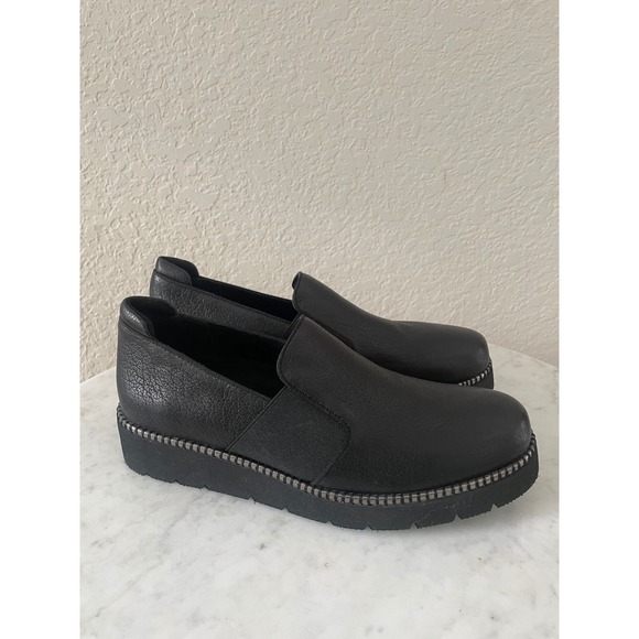 New VAN ELI Black Leather Platform Slip On Loafer Shoes Women's 8.5 N - Picture 2 of 8